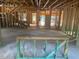 Partially framed living room showing open layout, staircase location, and natural light access points at 436 Golden Dragonfly St, Wake Forest, NC 27587