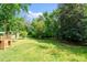 Spacious and well-maintained backyard with mature trees and landscaping at 5346 Deep River Rd, Sanford, NC 27330