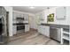Well-equipped kitchen featuring gray cabinets, stainless steel appliances, and granite countertops at 5346 Deep River Rd, Sanford, NC 27330
