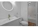 Classic bathroom design with a white sink, toilet, and vanity, complemented by wood-style flooring at 568 Piney Mountain Rd, Chapel Hill, NC 27514