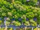 Aerial view showing the neighborhood homes with trees, offering a peaceful setting at 5701 Hadrian Dr Dr, Durham, NC 27703