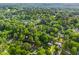 Scenic aerial shot with a marker highlighting the home's location in a tree-lined neighborhood at 5701 Hadrian Dr Dr, Durham, NC 27703