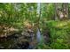 Picturesque creek with natural rock formations, lush greenery, and mature trees at 9625 Collins Creek Dr, Chapel Hill, NC 27516