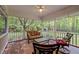 Inviting screened porch with comfortable seating and view of backyard at 9625 Collins Creek Dr, Chapel Hill, NC 27516