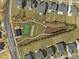Overhead perspective of the community park featuring walking trails and green spaces at 1024 Channel Drop, Zebulon, NC 27597