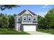 Charming two-story home featuring gray siding, stone accents, and a welcoming front entrance at 1024 Channel Drop, Zebulon, NC 27597