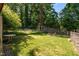 Large backyard featuring a seating area and lush greenery, ideal for relaxation and gatherings at 108 Jefferson Dr, Durham, NC 27712