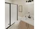 Modern bathroom with a glass-enclosed shower, vanity, and sleek fixtures at 109 Moonflower Ln # Homesite 260, Wilson's Mills, NC 27520
