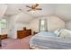 A bedroom includes pink carpet, patterned wallpaper, and a window at 123 Sanders Road Rd, Benson, NC 27504