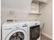 Well-equipped laundry room with new appliances and ample shelving for storage at 1605 Park Dr, Raleigh, NC 27605