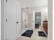 Bathroom with tiled shower, glass door, and access to bedroom at 200 Heather Brook Cir, Spring Lake, NC 28390