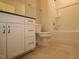 This bathroom boasts a white vanity with drawers, a toilet, and a shower-tub combination at 2297 Bay Minette Sta # 536, Apex, NC 27502
