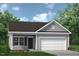 Charming single-story home with gray siding, a well-manicured lawn, and an attached two-car garage at 322 Deodora Ln, Cameron, NC 28326