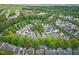 Aerial view of a neighborhood with mature trees at 420 Marsh Landing Dr, Holly Springs, NC 27540