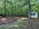 Secluded backyard shed surrounded by lush greenery and mature trees at 524 Preston Andrews Rd, Bahama, NC 27503