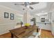 Cozy dining room with hardwood floors, adjacent to the kitchen and living area at 524 Preston Andrews Rd, Bahama, NC 27503