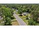Serene aerial view showcasing the property nestled in a tranquil neighborhood with mature trees at 609 Chivalry Dr, Durham, NC 27703