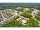 Panoramic aerial view of the neighborhood highlighting tree-lined streets and a community pool at 108 Boone St, Chapel Hill, NC 27516