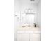 Bathroom vanity with modern sink, mirror, and neutral decor at 1149 Highway Nc 87, Pittsboro, NC 27312