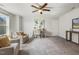 Large bonus room with a desk and sitting area, perfect for work or relaxation at 1211 Brown Velvet Ln, Apex, NC 27523