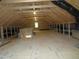 Unfinished attic space with exposed wood and room for storage at 1444 Old Apex Rd, Cary, NC 27513
