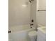 Clean and modern bathroom with subway tile, new fixtures and commode at 1444 Old Apex Rd, Cary, NC 27513
