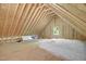 Unfinished attic space with exposed beams, insulation, and wooden framing ready to be converted at 165 Alpine Rd, Moncure, NC 27559