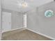 Bedroom with carpet, a ceiling fan, and an octagon window at 1767 Quince Loop, Sanford, NC 27332