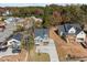 Aerial view of charming light blue home with well-manicured lawn and ample parking space at 2015 Cheek Rd, Durham, NC 27704