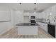 Stylish kitchen featuring a large island, white cabinetry, and black appliances at 2015 Cheek Rd, Durham, NC 27704