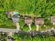 Aerial image of homes with private pools, spacious yards, and mature trees, offering an upscale living experience at 208 Bellagio Dr, Apex, NC 27539