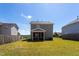 Backyard view of the screened-in porch and lush lawn at 3629 Brittlebank Dr, Raleigh, NC 27610