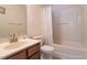 Cozy bathroom with tub-shower combination and neutral color palette at 3629 Brittlebank Dr, Raleigh, NC 27610