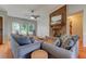 Comfortable living room with a cozy fireplace, large windows, and hardwood floors at 500 Lemontree Ct, Graham, NC 27253