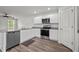 Modern kitchen featuring stainless steel appliances, granite countertops, and white cabinets at 6007 Austin Falls Ct, Liberty, NC 27298