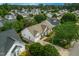 Aerial view of a well-maintained home with a two car garage in a suburban neighborhood at 7109 Spanglers Spring Way, Raleigh, NC 27610