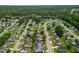 Scenic aerial view showcases a vast suburban neighborhood with uniform homes, tree-lined streets, and lush green spaces at 7109 Spanglers Spring Way, Raleigh, NC 27610