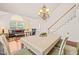 Bright dining space with stylish chandelier, staircase, natural light, and hardwood floors at 1408 Fairmont St, Durham, NC 27713