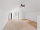Attic space featuring unfinished floors and a ceiling fan at 3223 Polite Ln, Raleigh, NC 27610