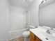 Clean bathroom with a shower-tub combination and vanity at 3705 Cassaro Ln, Zebulon, NC 27597