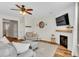 Cozy living room featuring a fireplace, modern decor, and neutral tones for a relaxing atmosphere at 4024 Dunkirk Dr, Burlington, NC 27215