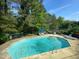 Community pool surrounded by lush trees with lounge chairs and tables for relaxation on a sunny day at 700 Martin Luther King Jr Blvd # A6, Chapel Hill, NC 27514