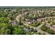 Beautiful aerial view of a neighborhood featuring well-kept lawns and mature trees in a Gathering-friendly community at 708 Mill Pointe Way, Elon, NC 27244