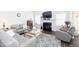 Living room with sofas, a fireplace, and a patterned rug at 1003 Southshore Pkwy, Durham, NC 27703