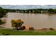 The backyard has a pier on the water, landscaping, and seating to enjoy the waterfront at 1003 Southshore Pkwy, Durham, NC 27703