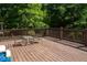 Relax on this back porch with plenty of room for chairs and tables and wooded backyard at 106 Chariot Dr, Sanford, NC 27330