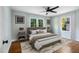 Cozy bedroom with a ceiling fan, neutral paint, and a large bed at 2206 Guess Rd, Durham, NC 27705