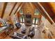 Open-concept living room with vaulted ceilings, stone fireplace, hardwood floors, and access to the backyard at 6707 Frieden Church Rd, Gibsonville, NC 27249