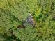 Aerial view showcases the charming home surrounded by a canopy of lush, mature trees at 7116 Asheway Dr, Holly Springs, NC 27540