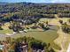 Aerial view of the golf course, pond and surrounding landscape at 81008 Alexander, Chapel Hill, NC 27517
